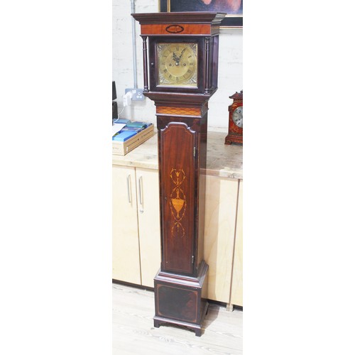 104 - An early 20th century mahogany grandmother clock, 7 1/4