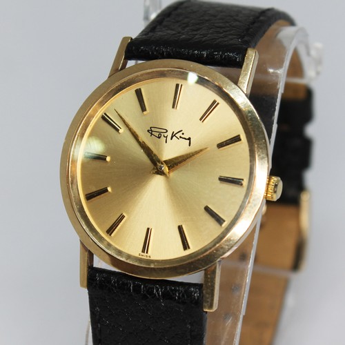 92 - A Roy King 9ct gold gents wristwatch, case diam. 32mm, 17 jewel manual wind Bueche Girod movement, l... 