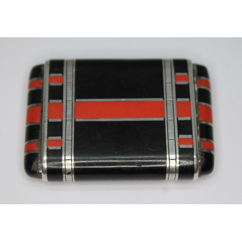 98 - A Tavannes Art Deco silver and enamel purse watch, length 46mm.