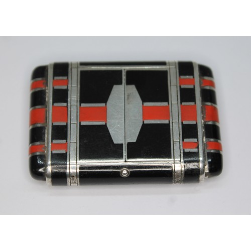 98 - A Tavannes Art Deco silver and enamel purse watch, length 46mm.