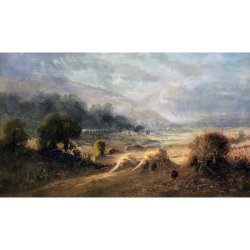 133 - James Tyndall Midgley (1872 - 1962), landscape with viaduct, oil on canvas, 42cm x 23cm, signed lowe... 