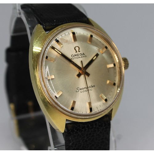 89 - An Omega Seamaster Cosmic automatic gold plated wristwatch, circa 1970s, case width 35mm, signed dia... 