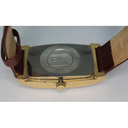 86 - An Omega De Ville gold plated calendar watch, circa 1970, case length 43mm, manual wind, later leath... 