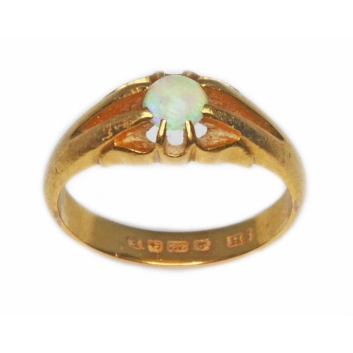 61 - A 1920s 22ct gold opal signet ring, sponsor 'SH', Birmingham 1929, gross wt. 6.1g, size O.