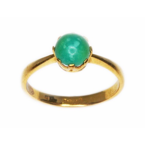 63 - An antique turquoise cabochon ring, hallmarks indistinct, gross wt. 3.6g, size R.