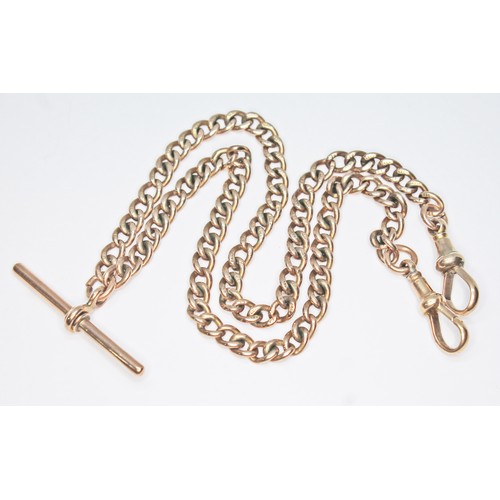 77 - A 9ct gold double Albert chain, 19.8g, length 36cm.