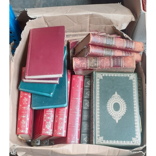 212 - A box of vintage books including Scotts novels, Dickens, H G Wells, RL Stevenson etc