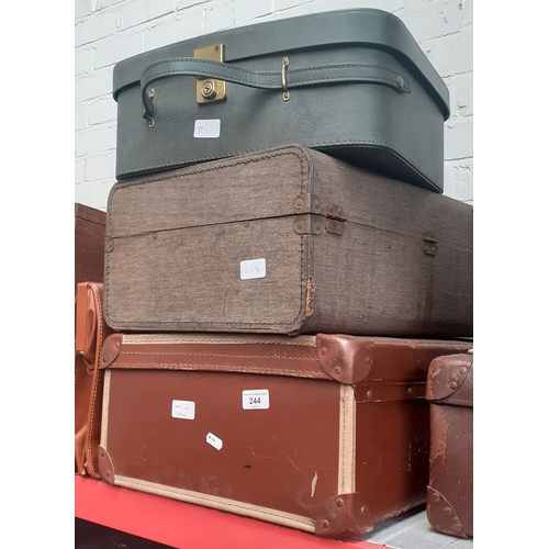 244 - Three vintage cases together with a briefcase.