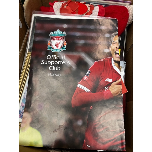 136 - A box of Liverpool FC memorabilia