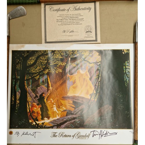 279 - Three tubes containing limited edition lithographs from Lord of the Rings films, some signed by the ... 