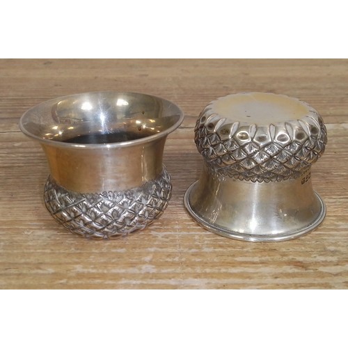 406 - A pair of hallmarked silver thistle shaped salts, wt. 1.5ozt.