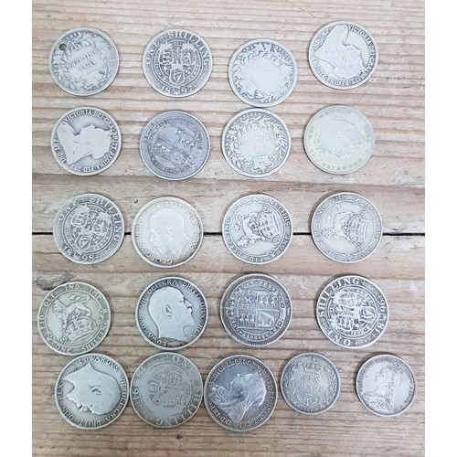 53 - A small box of assorted silver coins to include half crowns, florins & shillings etc., dated pre 192... 