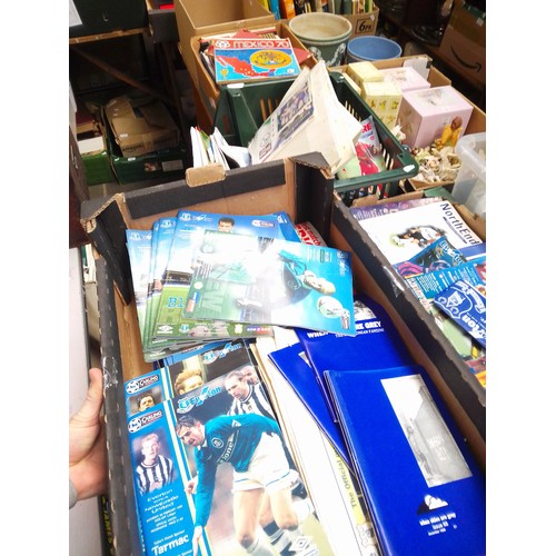 97 - Four boxes of assorted mainly football programmes, magazines and annuals etc. Mostly Everton program... 