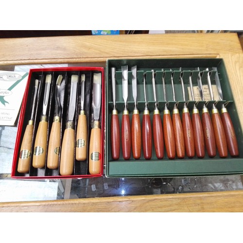 65 - A box of Marples chisels and a box of Ashley Iles chisels