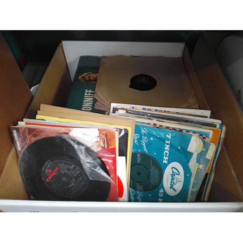 178 - A box containing 45rpm records and some LPs