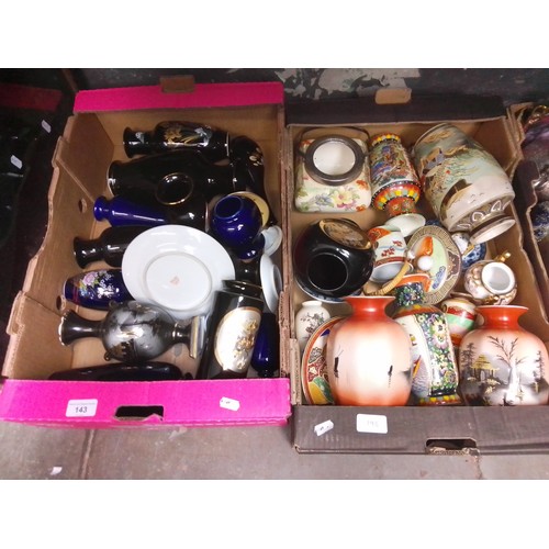 143 - 2 boxes of oriental pottery