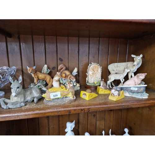 529 - 10 animal figures by Country Artists, Border Fine Arts etc. including ‘Red Deer Doe & Fawn - Tender ... 