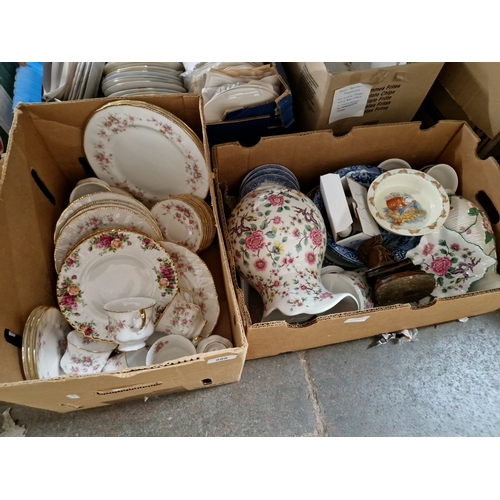 588 - Two boxes of ceramics inc. Royal Albert