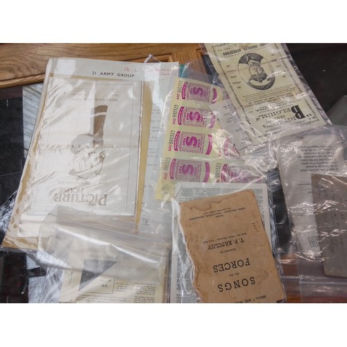 299 - A bag of WWII ephemera including ration books, song books and a copy of a letter from General Montgo... 