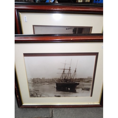 394 - A series of five photographic prints of Preston docks in the early 20th century, each framed and gla... 