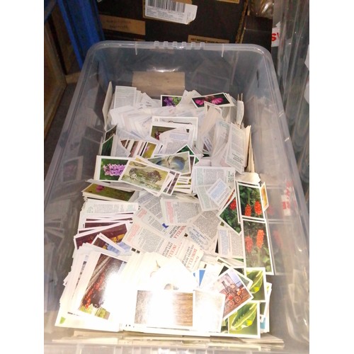 392 - A box containing a large collection of cigarette cards.