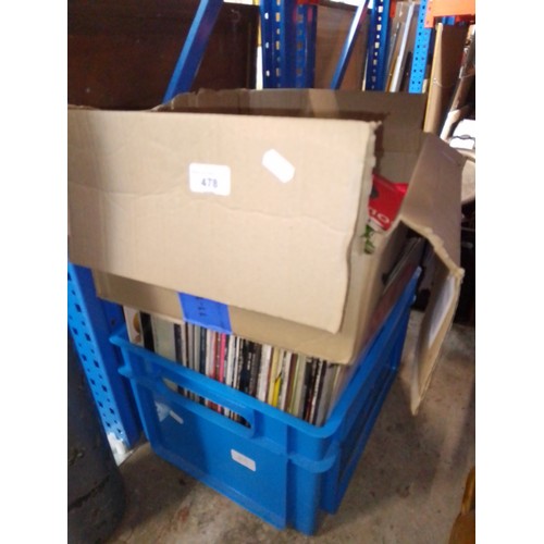 478 - A box of LPs and a box of 45s.