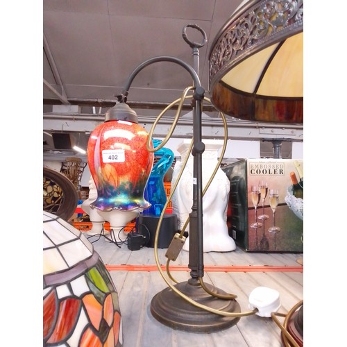 402 - A vintage desk lamp with pearlescent shade