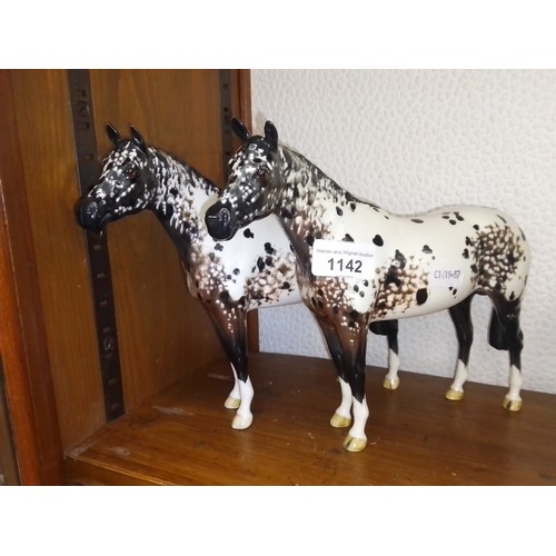 1142 - Two Beswick Appaloosa horse figures