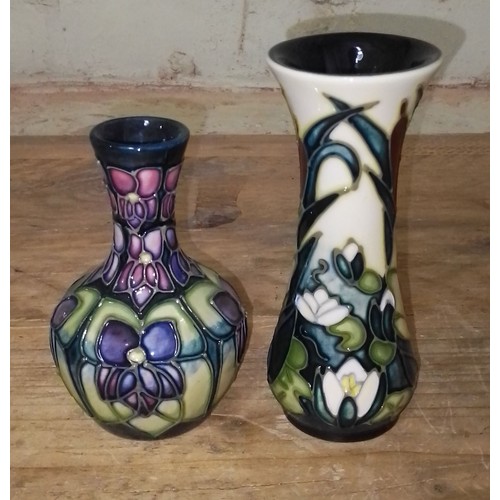 62 - Two Moorcroft pottery vases, height 10cm & 13cm.