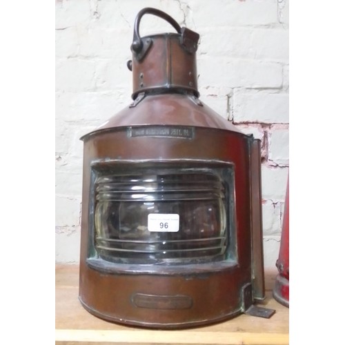 96 - Birmingham Engineering Company Ltd copper and brass ships starboard light.