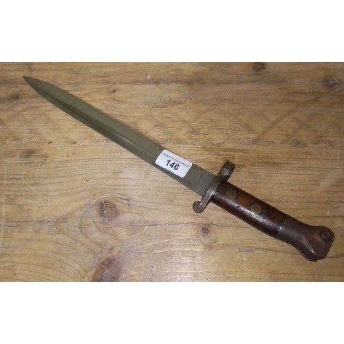 146 - A British pattern 1888 MK1, 2nd type knife bayonet, stamped `91.