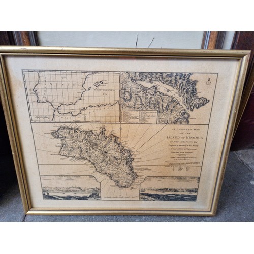 352 - A collection of prints including a map of Minorca (7 total)