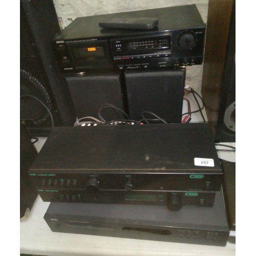 257 - Assorted HiFi comprising Creek 4140 amplifier and Creek T40 tuner, a NAD CD player, a Denon cassette... 