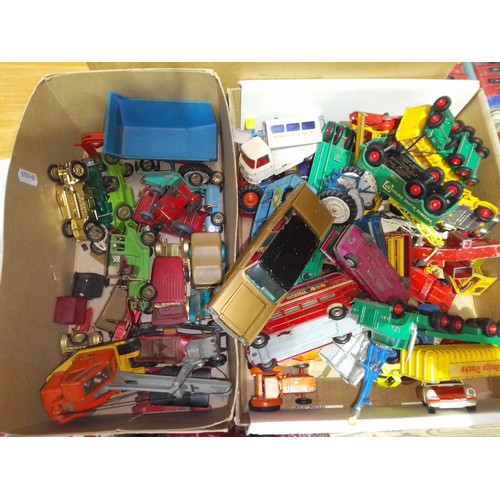 355 - Two boxes of assorted die-cast model vehicles including Corgi, Lesney, etc.