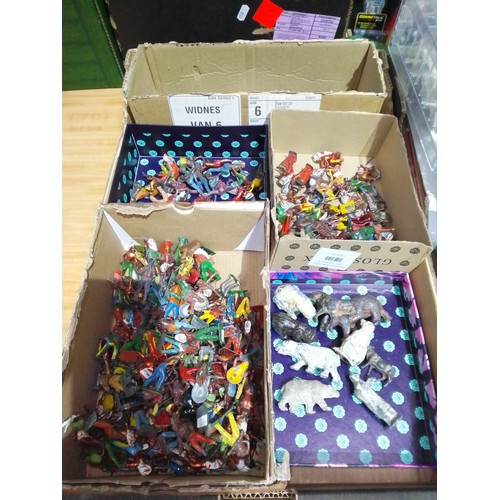 357 - A box of approx. 220 mainly Britains model cowboys & indians,