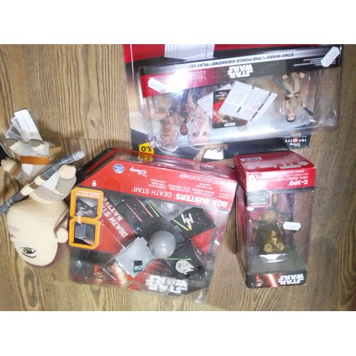 338 - Star Wars toys including C-3PO bobble head, Force Awakens play set, talking plush toy and Box Buster... 