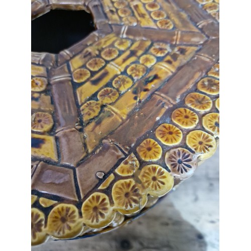 112 - A Minton's majolica bamboo trompe l'oeil garden seat, height  47cm.