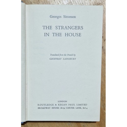 14 - A box of assorted books comprising mainly George Simenon, mainly first editions with dust covers, to... 