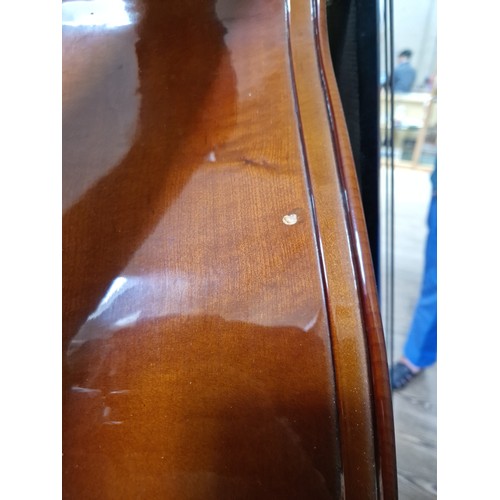 297 - A Stentor 3/4 double bass, solid back and front, with soft bag.