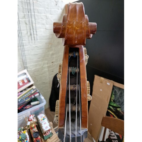 297 - A Stentor 3/4 double bass, solid back and front, with soft bag.