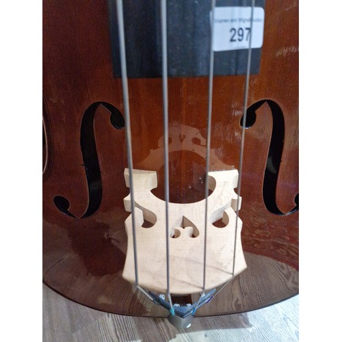 297 - A Stentor 3/4 double bass, solid back and front, with soft bag.