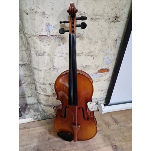 236 - Assorted violins, bows and cases, spares and repairs.