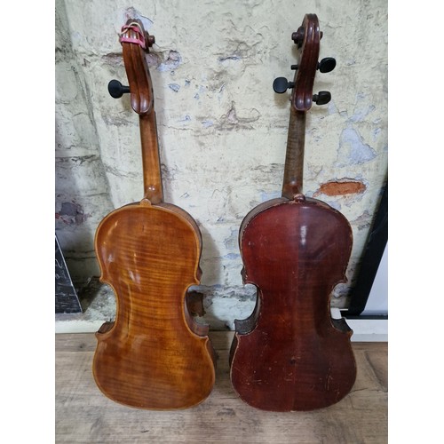 237 - Five assorted violins, spares and repairs.