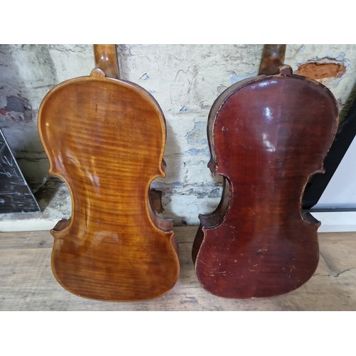 237 - Five assorted violins, spares and repairs.