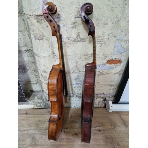 237 - Five assorted violins, spares and repairs.