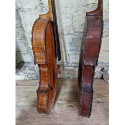 237 - Five assorted violins, spares and repairs.