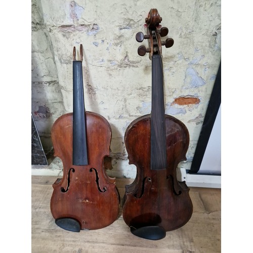 237 - Five assorted violins, spares and repairs.