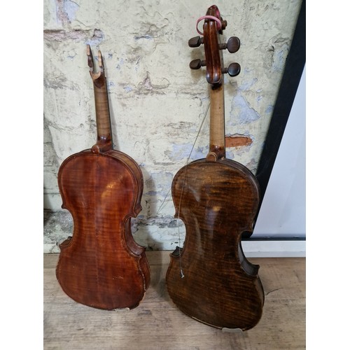 237 - Five assorted violins, spares and repairs.