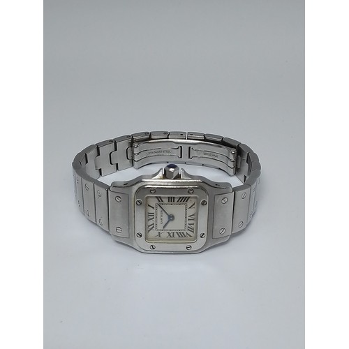 9 - A ladies Cartier Tank stainless steel wristwatch, ref. 1565, width 24mm, stainless steel bracelet st... 