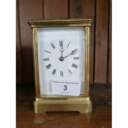 3 - A brass cased carriage clock